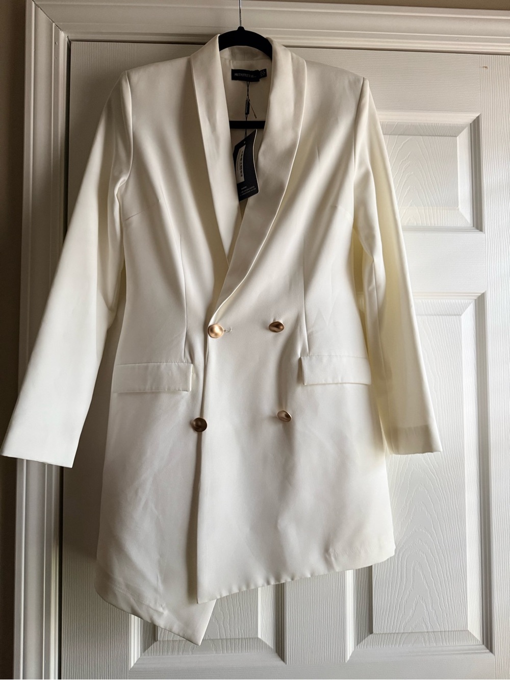 PrettyLittleThing White Double Breasted Mini Blazer Dress US (4) UK (8) - Picture 6 of 8